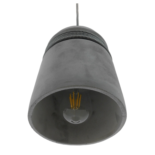 GloboStar® FELINI 01321 Μοντέρνο Industrial Κρεμαστό Φωτιστικό Οροφής Μονόφωτο Γκρι Τσιμέντο Καμπάνα Φ18 x Y26cm