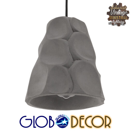 GloboStar® COMO 01327 Μοντέρνο Industrial Κρεμαστό Φωτιστικό Οροφής Μονόφωτο Γκρι Τσιμέντο Καμπάνα Φ18 x Y23cm