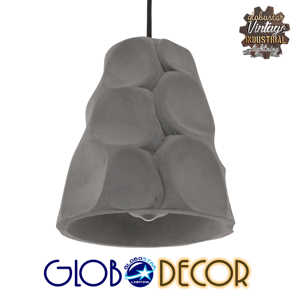GloboStar® COMO 01327 Μοντέρνο Industrial Κρεμαστό Φωτιστικό Οροφής Μονόφωτο Γκρι Τσιμέντο Καμπάνα Φ18 x Y23cm