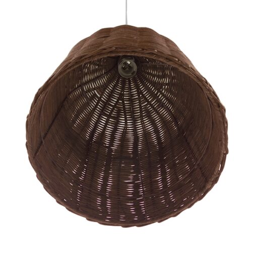 GloboStar® BAHAMAS 01367 Vintage Κρεμαστό Φωτιστικό Οροφής Μονόφωτο 1 x E27 Καφέ Σκούρο Ξύλινο Ψάθινο Bamboo Φ30 x Υ40cm