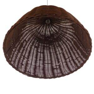 GloboStar® BAHAMAS 01368 Vintage Κρεμαστό Φωτιστικό Οροφής Μονόφωτο 1 x E27 Καφέ Σκούρο Ξύλινο Ψάθινο Bamboo Φ45 x Υ47cm