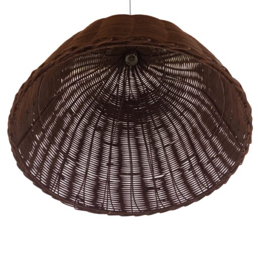 GloboStar® BAHAMAS 01368 Vintage Κρεμαστό Φωτιστικό Οροφής Μονόφωτο 1 x E27 Καφέ Σκούρο Ξύλινο Ψάθινο Bamboo Φ45 x Υ47cm