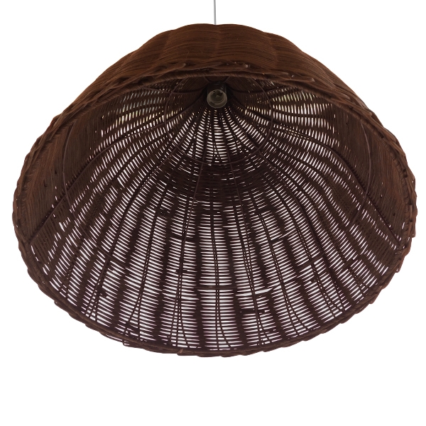 GloboStar® BAHAMAS 01368 Vintage Κρεμαστό Φωτιστικό Οροφής Μονόφωτο 1 x E27 Καφέ Σκούρο Ξύλινο Ψάθινο Bamboo Φ45 x Υ47cm