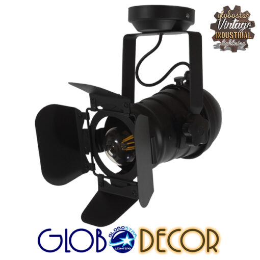 GloboStar® DETROIT 01372 Vintage Industrial Φωτιστικό Οροφής Μονόφωτο Μαύρο Μεταλλικό Μ23 x Π23 x Υ36cm