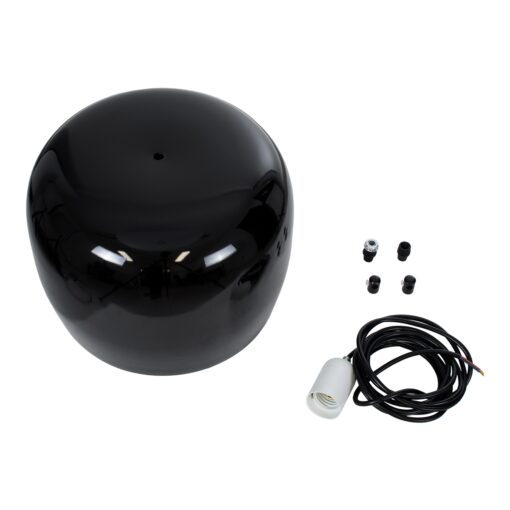 GloboStar® JASPER 01373 Μοντέρνο Κρεμαστό Φωτιστικό Οροφής Μονόφωτο 1 x E27 Μεταλλικό Μαύρο Λευκό Καμπάνα Φ26.5 x Υ20.5cm