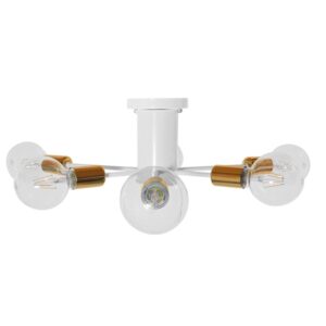 GloboStar® IMPLODE 01385 Μοντέρνο Industrial Φωτιστικό Οροφής Πολύφωτο Λευκό Μεταλλικό Φ58 x Y17cm