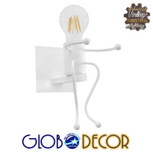 GloboStar® LITTLE MAN 01389 Μοντέρνο Φωτιστικό Τοίχου Απλίκα Μονόφωτο Λευκό Μεταλλικό Μ12 x Π19 x Υ17cm