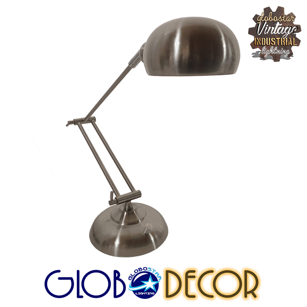 GloboStar® OFFICE CHROME 01393 Μοντέρνο Επιτραπέζιο Φωτιστικό Πορτατίφ Μονόφωτο Μεταλλικό Χρώμιο Νίκελ Φ12 x Υ80cm
