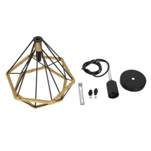 GloboStar® FLUTED 01421 Vintage Κρεμαστό Φωτιστικό Οροφής Μονόφωτο 1 x E27 Μαύρο Μεταλλικό με Μπεζ Σχοινί Φ25 x Υ24cm