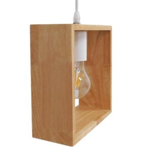 GloboStar® ELISE 01428 Μοντέρνο Κρεμαστό Φωτιστικό Οροφής Μονόφωτο 1 x E27 Μπεζ Ξύλινο Δρυς Μ20 x Π8 x Υ23cm