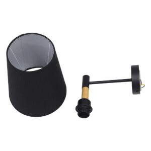 GloboStar® LYDFORD 01432 Μοντέρνο Φωτιστικό Τοίχου Απλίκα Μονόφωτο Μαύρο με Μπέζ Ξύλο Μεταλλικό Φ20 x Y36cm
