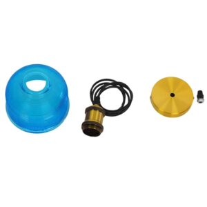 GloboStar® SEGRETO 01452 Vintage Κρεμαστό Φωτιστικό Οροφής Μονόφωτο 1 x E27 Μπλε Γυάλινο Διάφανο Καμπάνα με Χρυσό Ντουί Φ14 x Υ18cm