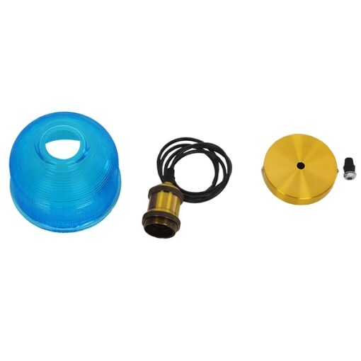 GloboStar® SEGRETO 01452 Vintage Κρεμαστό Φωτιστικό Οροφής Μονόφωτο 1 x E27 Μπλε Γυάλινο Διάφανο Καμπάνα με Χρυσό Ντουί Φ14 x Υ18cm