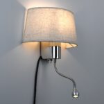 GloboStar® ELEGANT 01493 Μοντέρνο Φωτιστικό Τοίχου Απλίκα Μεταλλικό Χρώμιο Νίκελ με Λευκό Ύφασμα Δίφωτο 1xE27 – Ρυθμίζόμενο Σώμα Σπιράλ με CREE LED 3W Θερμό Λευκό 2700K – Διακόπτες On / Off Μ26.5 x Π15 x Υ43cm