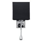 GloboStar® ELEGANT 01494 Μοντέρνο Φωτιστικό Τοίχου Απλίκα Μεταλλικό Χρώμιο Νίκελ με Μαύρο Ύφασμα Δίφωτο 1xE27 – Ρυθμίζόμενο Σώμα Σπιράλ με CREE LED 3W Θερμό Λευκό 2700K – Διακόπτες On / Off Μ17 x Π21 x Υ43cm