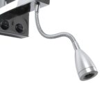 GloboStar® ELEGANT 01494 Μοντέρνο Φωτιστικό Τοίχου Απλίκα Μεταλλικό Χρώμιο Νίκελ με Μαύρο Ύφασμα Δίφωτο 1xE27 – Ρυθμίζόμενο Σώμα Σπιράλ με CREE LED 3W Θερμό Λευκό 2700K – Διακόπτες On / Off Μ17 x Π21 x Υ43cm