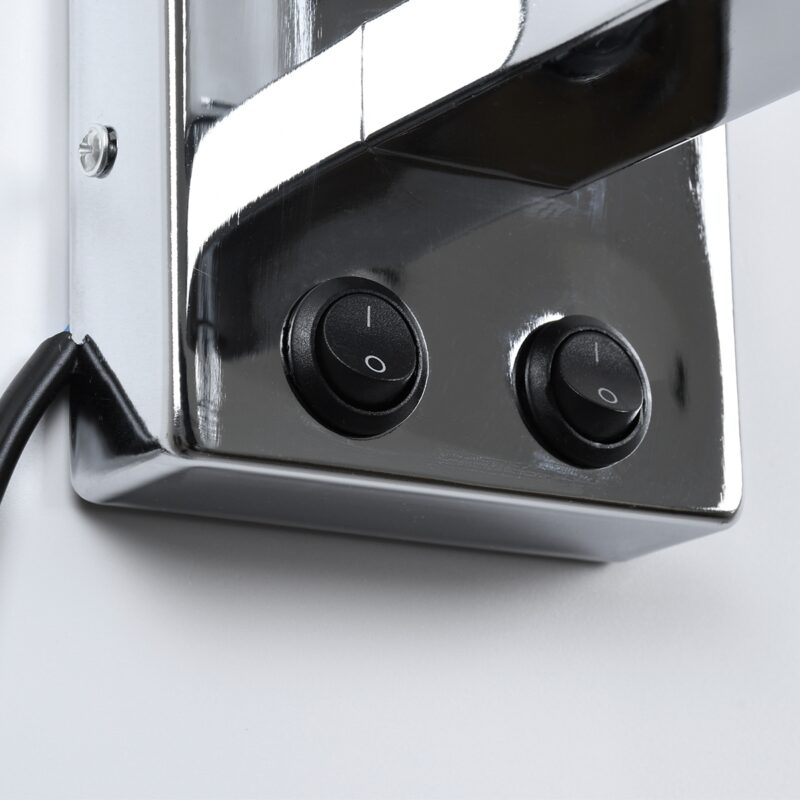 GloboStar® ELEGANT 01495 Μοντέρνο Φωτιστικό Τοίχου Απλίκα Μεταλλικό Χρώμιο Νίκελ με Λευκό Ύφασμα Δίφωτο 1xE27 – Ρυθμίζόμενο Σώμα Σπιράλ με CREE LED 3W Θερμό Λευκό 2700K – Διακόπτες On / Off Μ17 x Π21 x Υ43cm