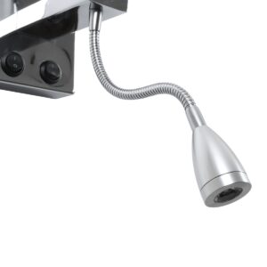 GloboStar® ELEGANT 01495 Μοντέρνο Φωτιστικό Τοίχου Απλίκα Μεταλλικό Χρώμιο Νίκελ με Λευκό Ύφασμα Δίφωτο 1xE27 – Ρυθμίζόμενο Σώμα Σπιράλ με CREE LED 3W Θερμό Λευκό 2700K – Διακόπτες On / Off Μ17 x Π21 x Υ43cm