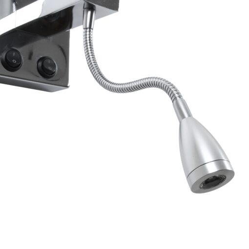 GloboStar® ELEGANT 01495 Μοντέρνο Φωτιστικό Τοίχου Απλίκα Μεταλλικό Χρώμιο Νίκελ με Λευκό Ύφασμα Δίφωτο 1xE27 – Ρυθμίζόμενο Σώμα Σπιράλ με CREE LED 3W Θερμό Λευκό 2700K – Διακόπτες On / Off Μ17 x Π21 x Υ43cm