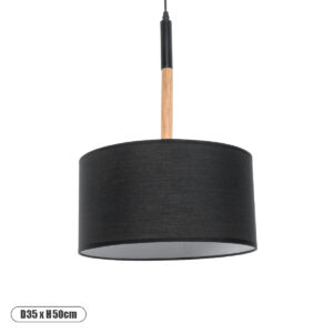 GloboStar® BRONX 01517 Μοντέρνο Κρεμαστό Φωτιστικό Οροφής Μονόφωτο 1 x E27 Μεταλλικό με Μαύρο Καπέλο Φ35 x Y50cm