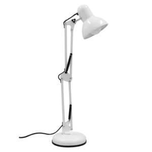 GloboStar® DESK WHITE 01539 Μοντέρνο Επιτραπέζιο Φωτιστικό Γραφείου Μονόφωτο Μεταλλικό Λευκό Φ12 x Υ67cm