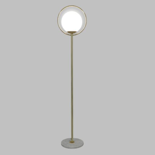GloboStar® VERSAILLES 01543 Μοντέρνο Φωτιστικό Δαπέδου Μονόφωτο 1 x E27 Χρυσό Μεταλλικό με Γαλακτερή Γυάλινη Μπάλα D35 x H170cm