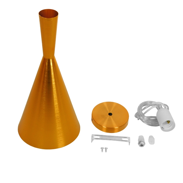 GloboStar® SHANGHAI GOLD 01546 Μοντέρνο Κρεμαστό Φωτιστικό Οροφής Μονόφωτο 1 x E27 Χρυσό Μεταλλικό Καμπάνα Φ18 x Y38.5cm