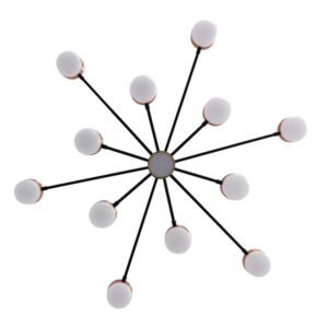 GloboStar® ORNATE 01553 Μοντέρνο Φωτιστικό Οροφής LED 104 Watt Πολύφωτο Μαύρο με Μπρονζέ και Χρυσές Λεπτομέρειες Μεταλλικό Λευκό Ημέρας 4500k Φ63 x Y36-45cm