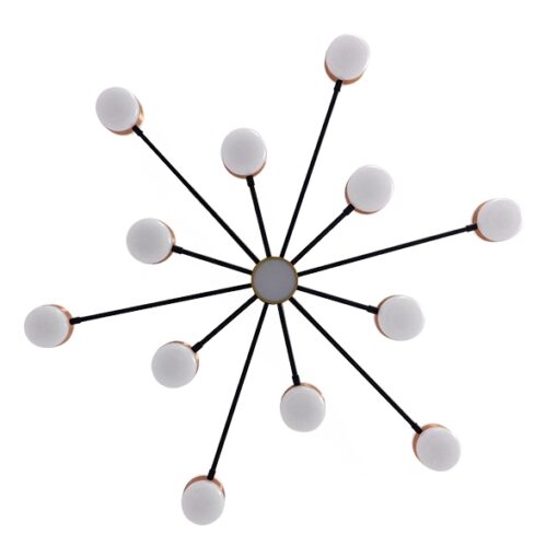 GloboStar® ORNATE 01553 Μοντέρνο Φωτιστικό Οροφής LED 104 Watt Πολύφωτο Μαύρο με Μπρονζέ και Χρυσές Λεπτομέρειες Μεταλλικό Λευκό Ημέρας 4500k Φ63 x Y36-45cm