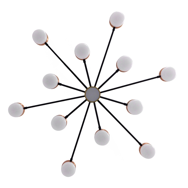 GloboStar® ORNATE 01553 Μοντέρνο Φωτιστικό Οροφής LED 104 Watt Πολύφωτο Μαύρο με Μπρονζέ και Χρυσές Λεπτομέρειες Μεταλλικό Λευκό Ημέρας 4500k Φ63 x Y36-45cm