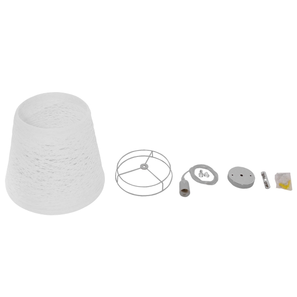 GloboStar® PLAYROOM 01562 Vintage Κρεμαστό Φωτιστικό Οροφής Μονόφωτο 1 x E27 Λευκό Ξύλινο Ψάθινο Rattan Φ32 x Υ27cm