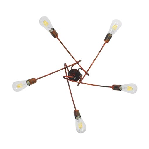 GloboStar® QUARZO 01564 Μοντέρνο Industrial Φωτιστικό Οροφής Πολύφωτο Καφέ Σκουριά Μεταλλικό Φ76 x Y38cm