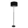 GloboStar® IMPERIAL 01587 Μοντέρνο Φωτιστικό Δαπέδου Μονόφωτο 1 x E27 Μαύρο Μεταλλικό Καμπάνα με Μαύρο Ύφασμα D34 x H172cm