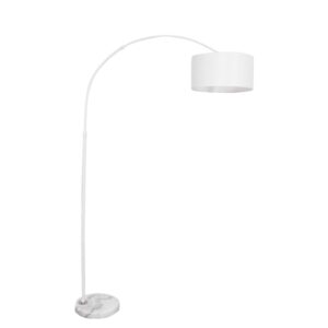 GloboStar® IMPERIAL 01588 Μοντέρνο Φωτιστικό Δαπέδου Μονόφωτο 1 x E27 Λευκό Μεταλλικό Καμπάνα με Λευκό Ύφασμα D34 x H172cm