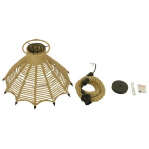 GloboStar® OZERO 01603 Vintage Κρεμαστό Φωτιστικό Οροφής Μονόφωτο 1 x E27 Μπεζ Καμπάνα με Σχοινί Φ41 x Υ28cm