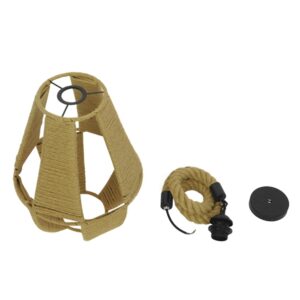 GloboStar® POLIA 01608 Vintage Κρεμαστό Φωτιστικό Οροφής Μονόφωτο 1 x E27 Πλέγμα με Μπεζ Σχοινί Φ30 x Υ42cm