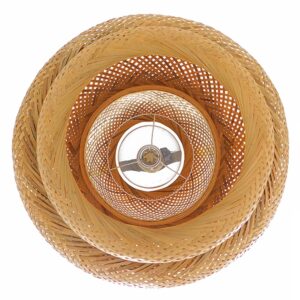 GloboStar® MALDIVES 01657 Μοντέρνο Κρεμαστό Φωτιστικό Οροφής Μονόφωτο 1 x E27 Καφέ Bamboo Πλέγμα Φ56 x Υ54cm