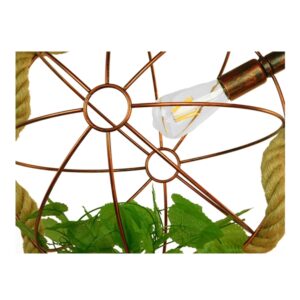 GloboStar® BRADLEY 01661 Vintage Industrial Κρεμαστό Φωτιστικό Οροφής Μονόφωτο 1 x E27 Πλέγμα Καφέ Σκουριά με Μπεζ Σχοινί Φ42 x Υ42cm