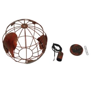 GloboStar® EARTH 01662 Vintage Industrial Κρεμαστό Φωτιστικό Οροφής Μονόφωτο 1 x E27 Καφέ Σκουριά Μεταλλικό Πλέγμα Φ30 x Υ30cm