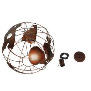 GloboStar® EARTH 01665 Vintage Industrial Κρεμαστό Φωτιστικό Οροφής Μονόφωτο 1 x E27 Καφέ Σκουριά Μεταλλικό Πλέγμα Φ40 x Υ40cm