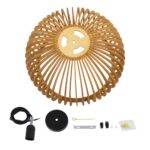GloboStar® SCANDINAVIA 01699 Μοντέρνο Κρεμαστό Φωτιστικό Οροφής Μονόφωτο 1 x E27 Μπεζ Ξύλινο Πλέγμα Φ44 x Υ28cm