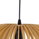 GloboStar® SCANDINAVIA 01699 Μοντέρνο Κρεμαστό Φωτιστικό Οροφής Μονόφωτο 1 x E27 Μπεζ Ξύλινο Πλέγμα Φ44 x Υ28cm