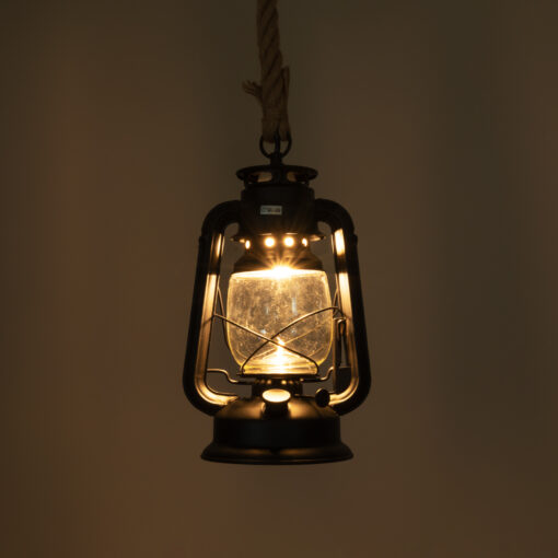 GloboStar® BARBAROSSA 01704 Vintage Κρεμαστό Φωτιστικό Οροφής Μονόφωτο 1 x E27 AC220-240V IP20 – Φ18 x Υ28cm – Μαύρο Μεταλλικό με Διάφανο Γυαλί και Ανάρτηση Σχοινί Τριχιάς – 5 Χρόνια Εγγύηση