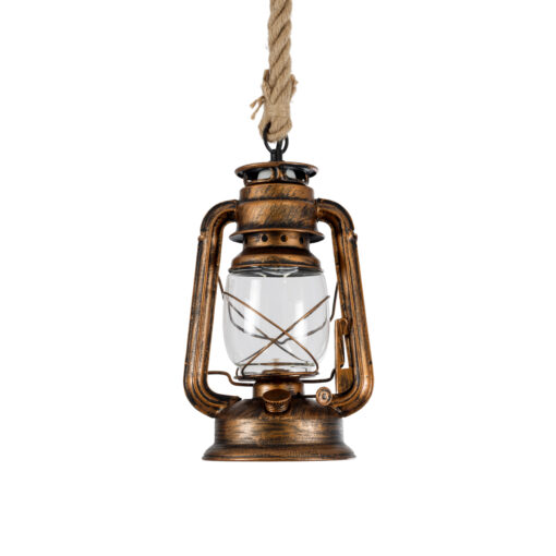 GloboStar® BARBAROSSA 01706 Vintage Κρεμαστό Φωτιστικό Οροφής Μονόφωτο 1 x E27 AC220-240V IP20 – Φ18 x Υ28cm – Μπρούτζινο Αντικέ Μεταλλικό με Διάφανο Γυαλί και Ανάρτηση Σχοινί Τριχιάς – 5 Χρόνια Εγγύηση