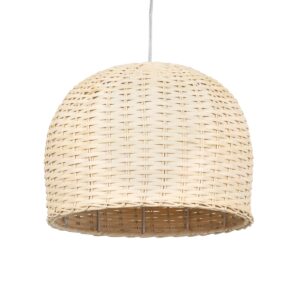 GloboStar® BERMUDA 01708 Μοντέρνο Κρεμαστό Φωτιστικό Οροφής Μονόφωτο 1 x E27 Μπεζ Μπαμπού Καμπάνα Φ31 x Υ22cm