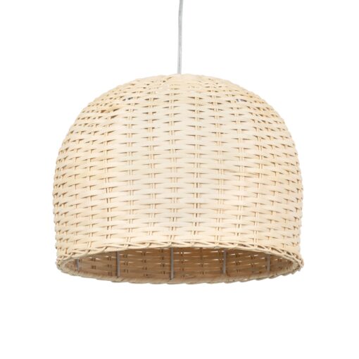 GloboStar® BERMUDA 01708 Μοντέρνο Κρεμαστό Φωτιστικό Οροφής Μονόφωτο 1 x E27 Μπεζ Μπαμπού Καμπάνα Φ31 x Υ22cm