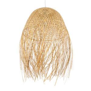 GloboStar® MANILA 01714 Μοντέρνο Κρεμαστό Φωτιστικό Οροφής Μονόφωτο 1 x E27 Μπεζ Μπαμπού Καμπάνα Φ45 x Υ60cm