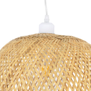 GloboStar® MANILA 01714 Μοντέρνο Κρεμαστό Φωτιστικό Οροφής Μονόφωτο 1 x E27 Μπεζ Μπαμπού Καμπάνα Φ45 x Υ60cm