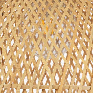 GloboStar® MANILA 01714 Μοντέρνο Κρεμαστό Φωτιστικό Οροφής Μονόφωτο 1 x E27 Μπεζ Μπαμπού Καμπάνα Φ45 x Υ60cm