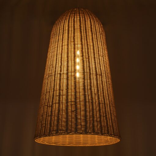 GloboStar® FAROL 01746 Μοντέρνο Κρεμαστό Φωτιστικό Οροφής Μονόφωτο 1 x E27 Μπεζ Μπαμπού Καμπάνα Φ60 x Υ100cm